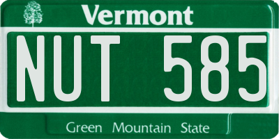VT license plate NUT585