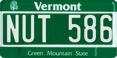 VT license plate NUT586