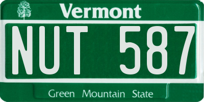 VT license plate NUT587