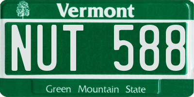 VT license plate NUT588
