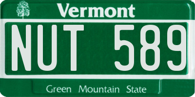 VT license plate NUT589