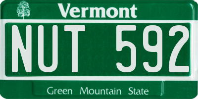 VT license plate NUT592