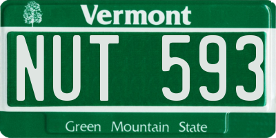 VT license plate NUT593