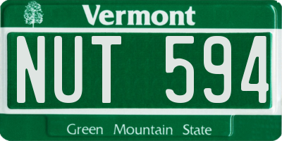 VT license plate NUT594