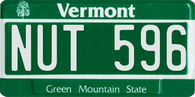 VT license plate NUT596