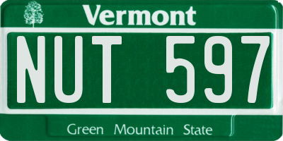 VT license plate NUT597