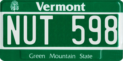VT license plate NUT598