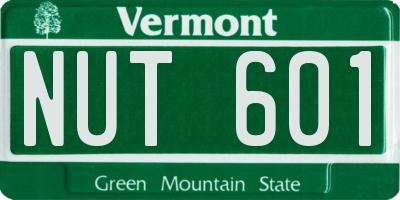 VT license plate NUT601