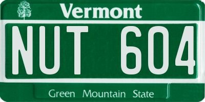 VT license plate NUT604