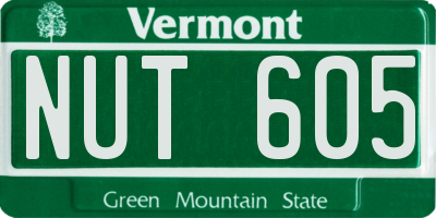 VT license plate NUT605