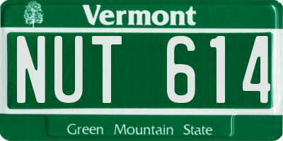 VT license plate NUT614