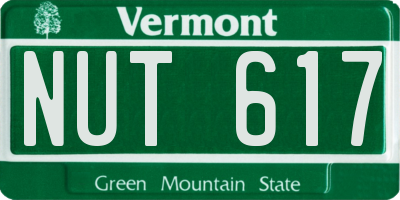 VT license plate NUT617