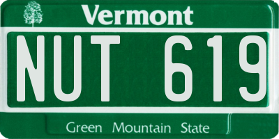 VT license plate NUT619