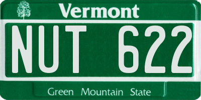 VT license plate NUT622