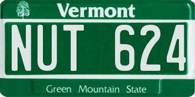 VT license plate NUT624