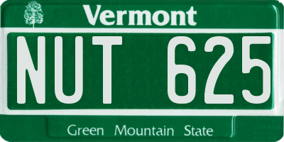 VT license plate NUT625