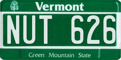 VT license plate NUT626