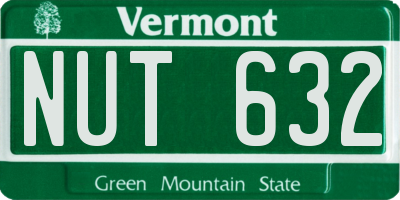 VT license plate NUT632