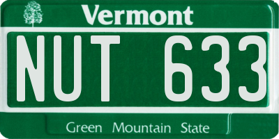 VT license plate NUT633