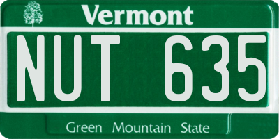 VT license plate NUT635