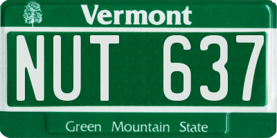 VT license plate NUT637