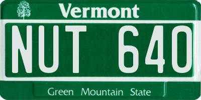 VT license plate NUT640
