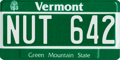VT license plate NUT642