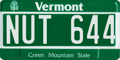 VT license plate NUT644