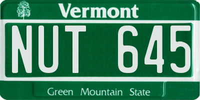 VT license plate NUT645