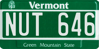 VT license plate NUT646