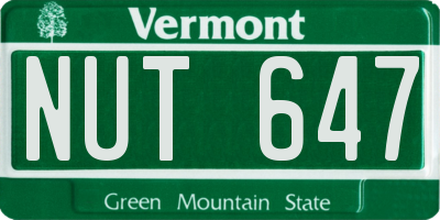 VT license plate NUT647