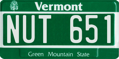 VT license plate NUT651