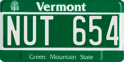 VT license plate NUT654