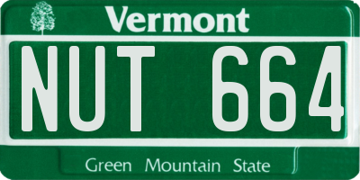 VT license plate NUT664