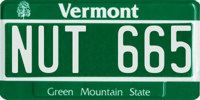 VT license plate NUT665