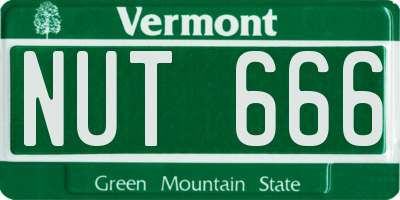 VT license plate NUT666