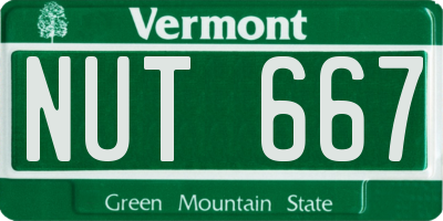 VT license plate NUT667