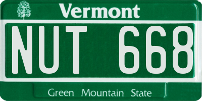VT license plate NUT668