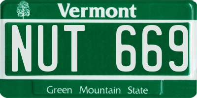 VT license plate NUT669