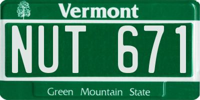 VT license plate NUT671