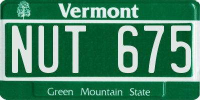 VT license plate NUT675