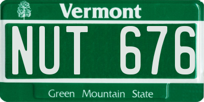 VT license plate NUT676