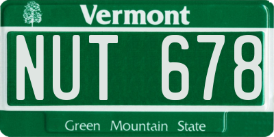 VT license plate NUT678