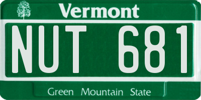 VT license plate NUT681