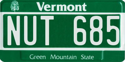 VT license plate NUT685
