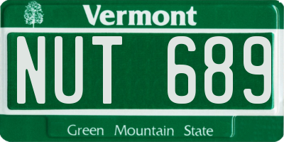 VT license plate NUT689