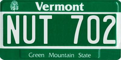 VT license plate NUT702