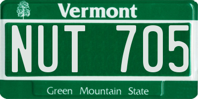 VT license plate NUT705