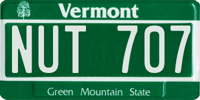 VT license plate NUT707