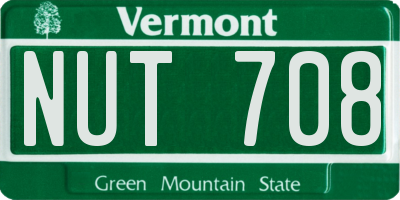 VT license plate NUT708